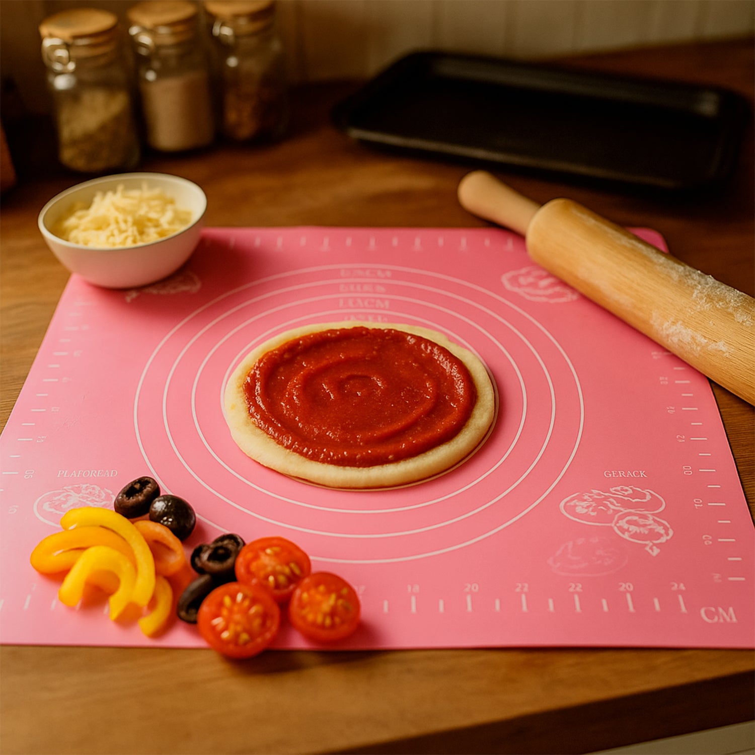 Non-stick Dough Rolling  Baking Mat - (1 Pc  29x26 Cm) - Zidbik