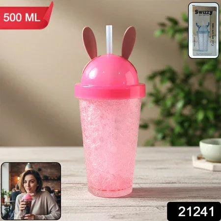 Cute Bunny Ear Design Tumbler Sipper Bottle (500 Ml 1 Pc) - Zidbik