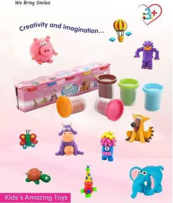 1915 Non-toxic Creative 50 Dough Clay 5 Different Colors (Pack Of 5 Pcs) - Zidbik