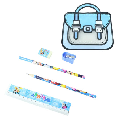 Kids 5 In 1 Stationery Kit With Cartoon Style Carry Bag - Zidbik