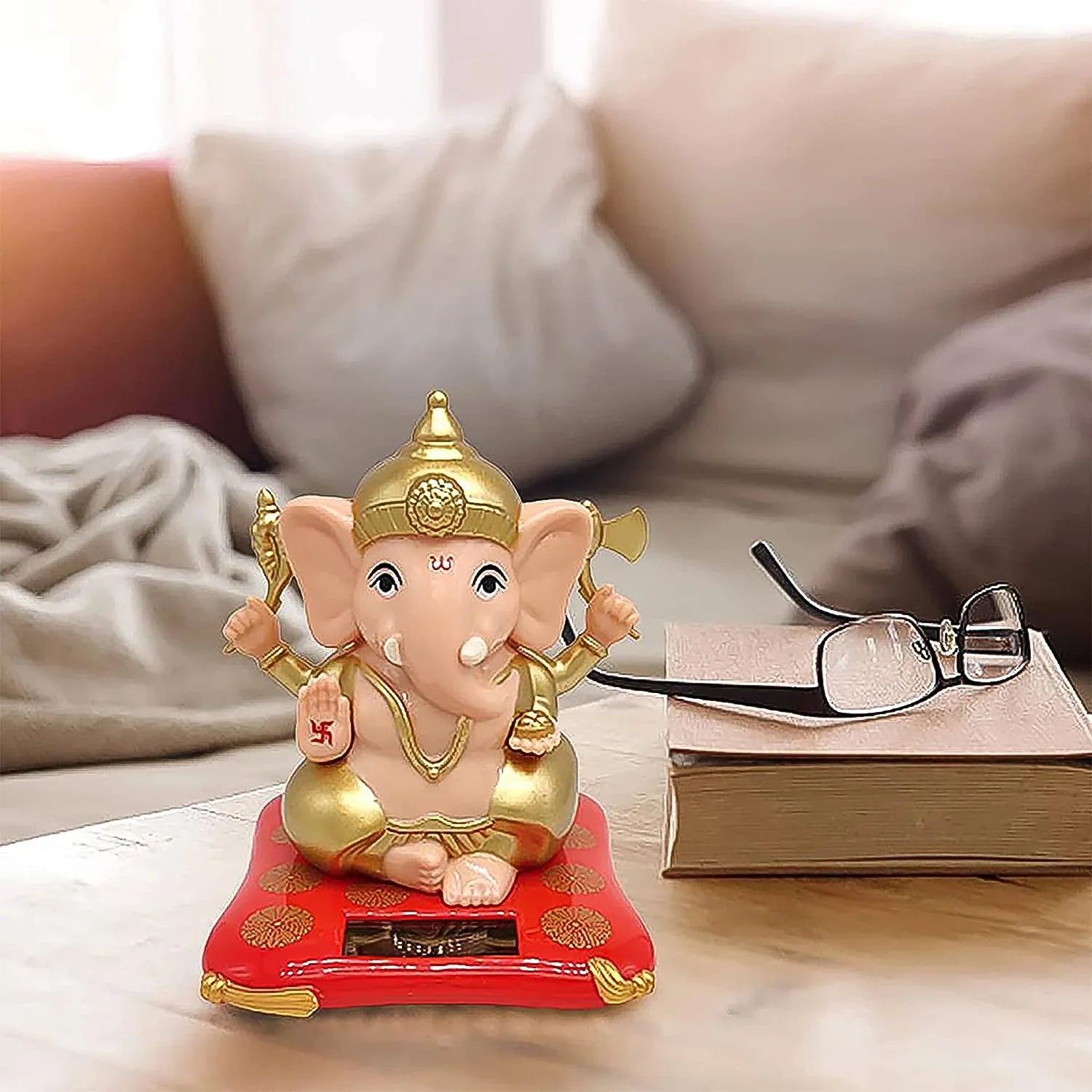 Solar-powered Dancing Ganesha Idol Decorative Lord Ganpati Showpiece With Movement - Zidbik