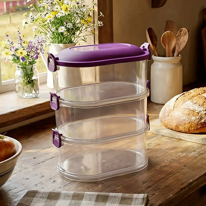 3 Layer Stackable Airtight Food Storage Container Set (1 Set) - Zidbik