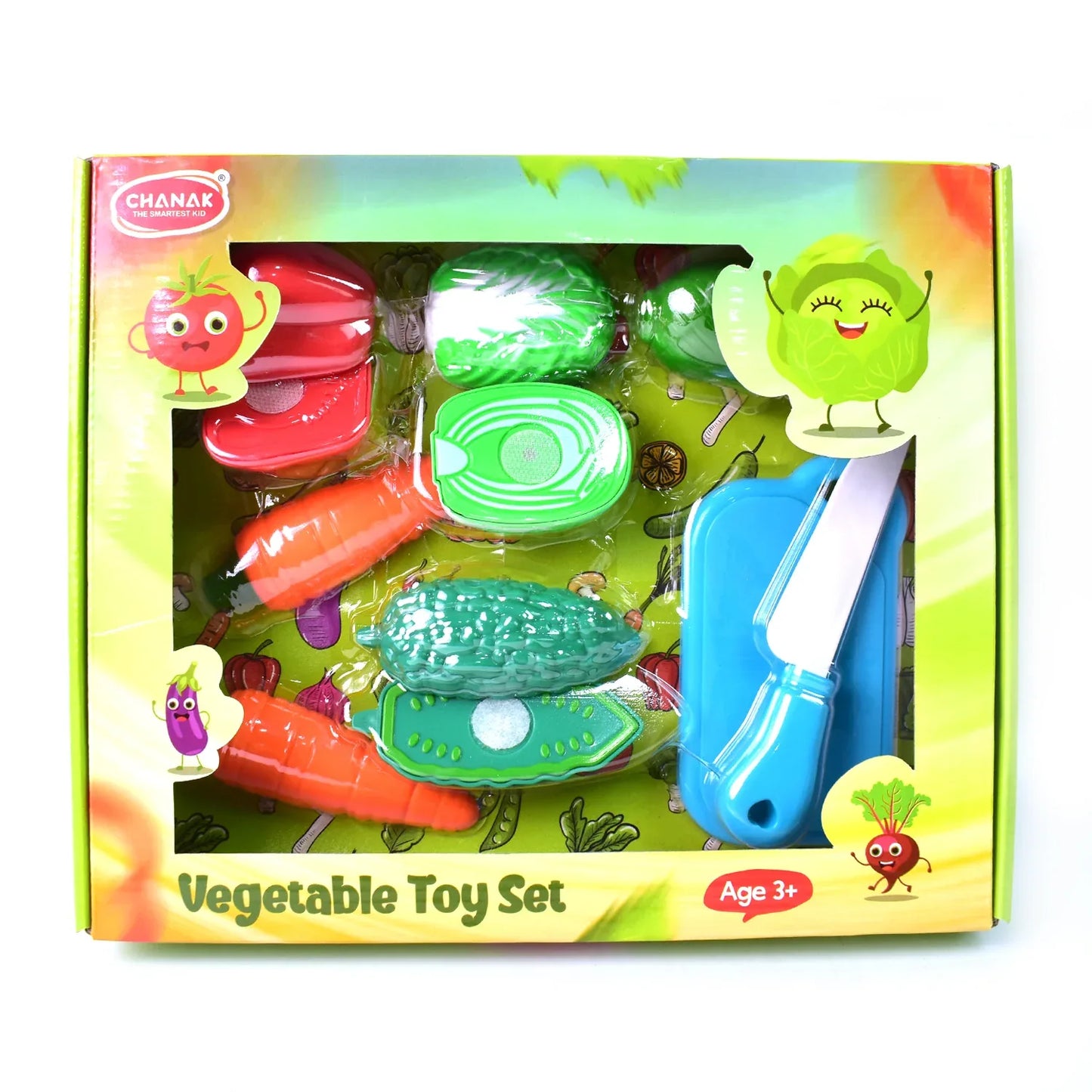Realistic Slice-able Fruits And Vegetables Cut In 2 Part Play Toy Set - Zidbik
