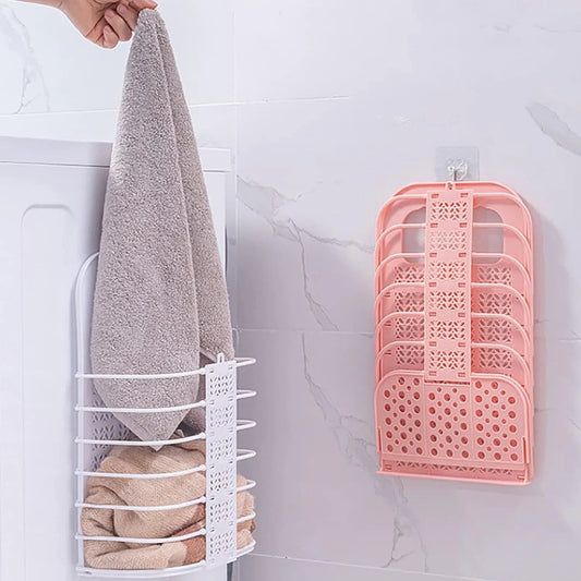 8145 Wall Hanging Laundry Basket Clothes Hanger Dirty Hamper Clothes Storage Hook Clothes Rails For Laundry Washing Machine Bathroom Kids Dirty Clothes Storage Hanger (1 Pc) - Zidbik