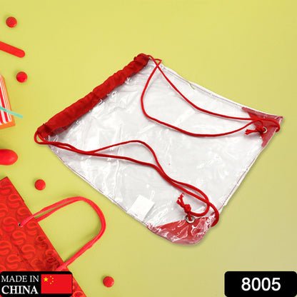 8005 Plastic Waterproof Pouch Transparent Stadium Bags Clear String Bag For Gym Concert Travel Beach Swimming Sport - Zidbik