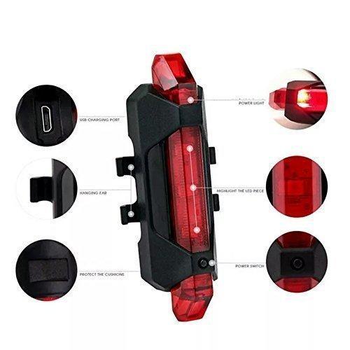 1561 Rechargeable Bicycle Front Waterproof Led Light (Red) - Zidbik