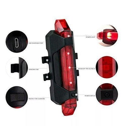 1561 Rechargeable Bicycle Front Waterproof Led Light (Red) - Zidbik