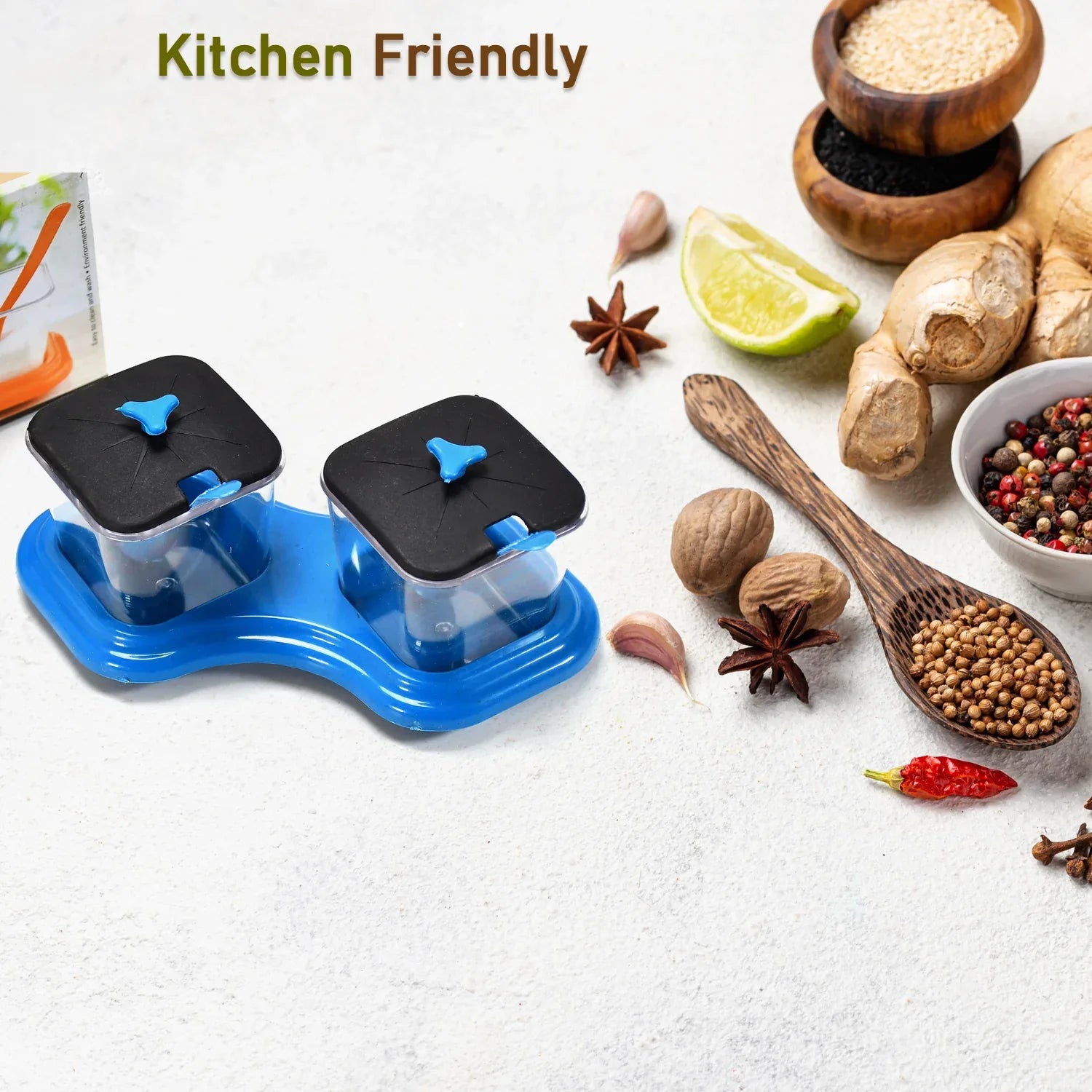 0148 Dining Table Stand 2 Pcs Pickle Jar Spice Tray Spoons Virgin Plastic Kitchen Storage Container Serving Salt Pepper Sauces Chutney Masala Mukhwas Aachar - Zidbik
