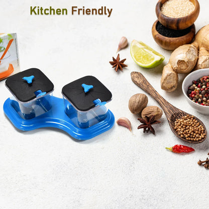 0148 Dining Table Stand 2 Pcs Pickle Jar Spice Tray Spoons Virgin Plastic Kitchen Storage Container Serving Salt Pepper Sauces Chutney Masala Mukhwas Aachar - Zidbik