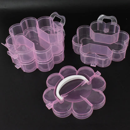 3-layer Transparent Plastic Flower-shaped Storage Box With 9 Grids - Zidbik