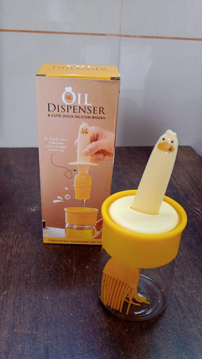 2 In 1 Oil Dispenser Bottle With Silicone Basting Brush (1 Set) - Zidbik