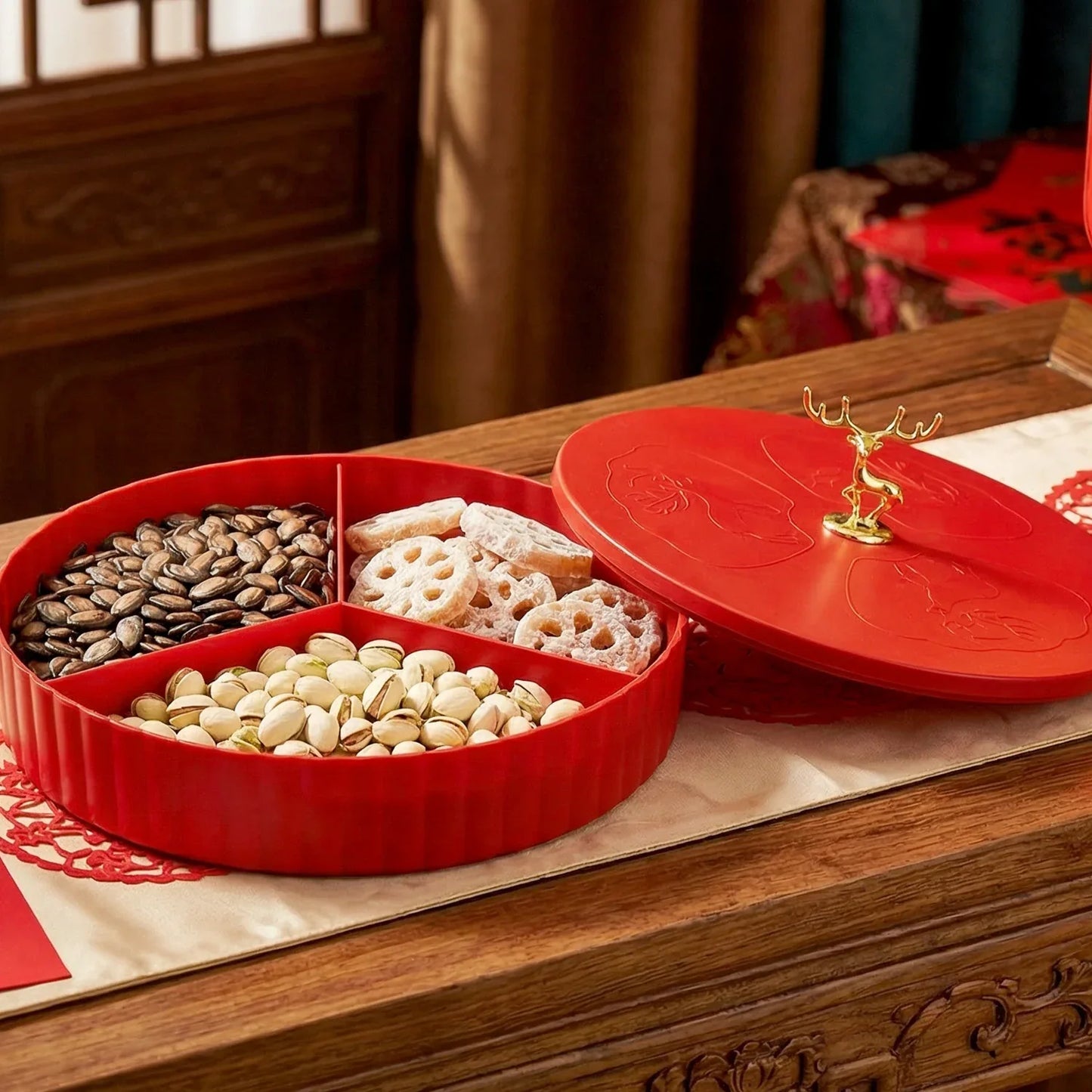 2 Layer Multipurpose Decorative Dry Fruit And Snack Serving Tray (1 Pc) - Zidbik