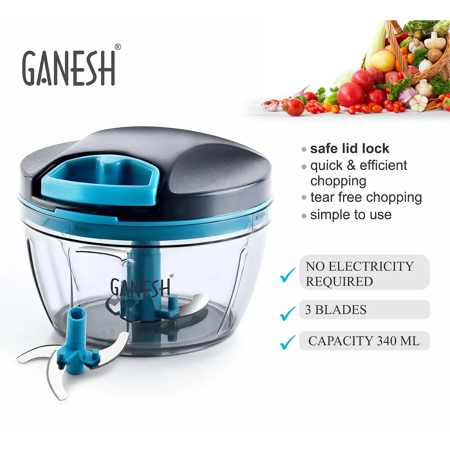 8106 Ganesh Wonder Chopper Grey (470ml) - Zidbik