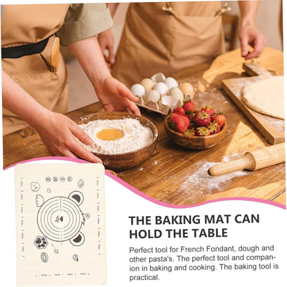3 In 1 Low Silicone Baking Mat With Wooden Belan Cake Scraper (3 Pcs Set 7050 Cm) - Zidbik