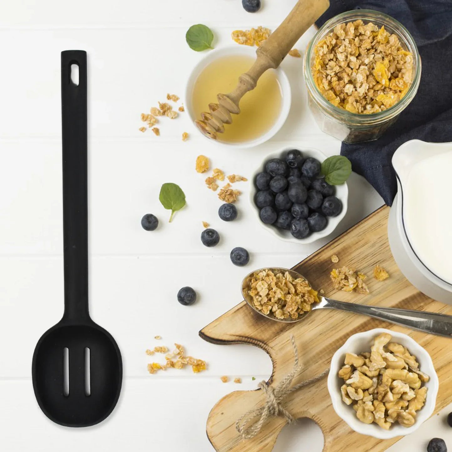 5377 Silicon Non-stick Heat Resistant Kitchen Item Premium Spoon ( 1pc ) - Zidbik