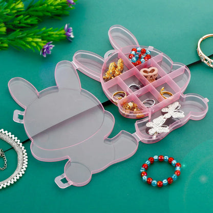 6557 Transparent Cartoon Bear Clear Plastic Storage Box Jewelry Box Jewelry Organizer Holder Cabinets For Small Objects (1 Pc) - Zidbik