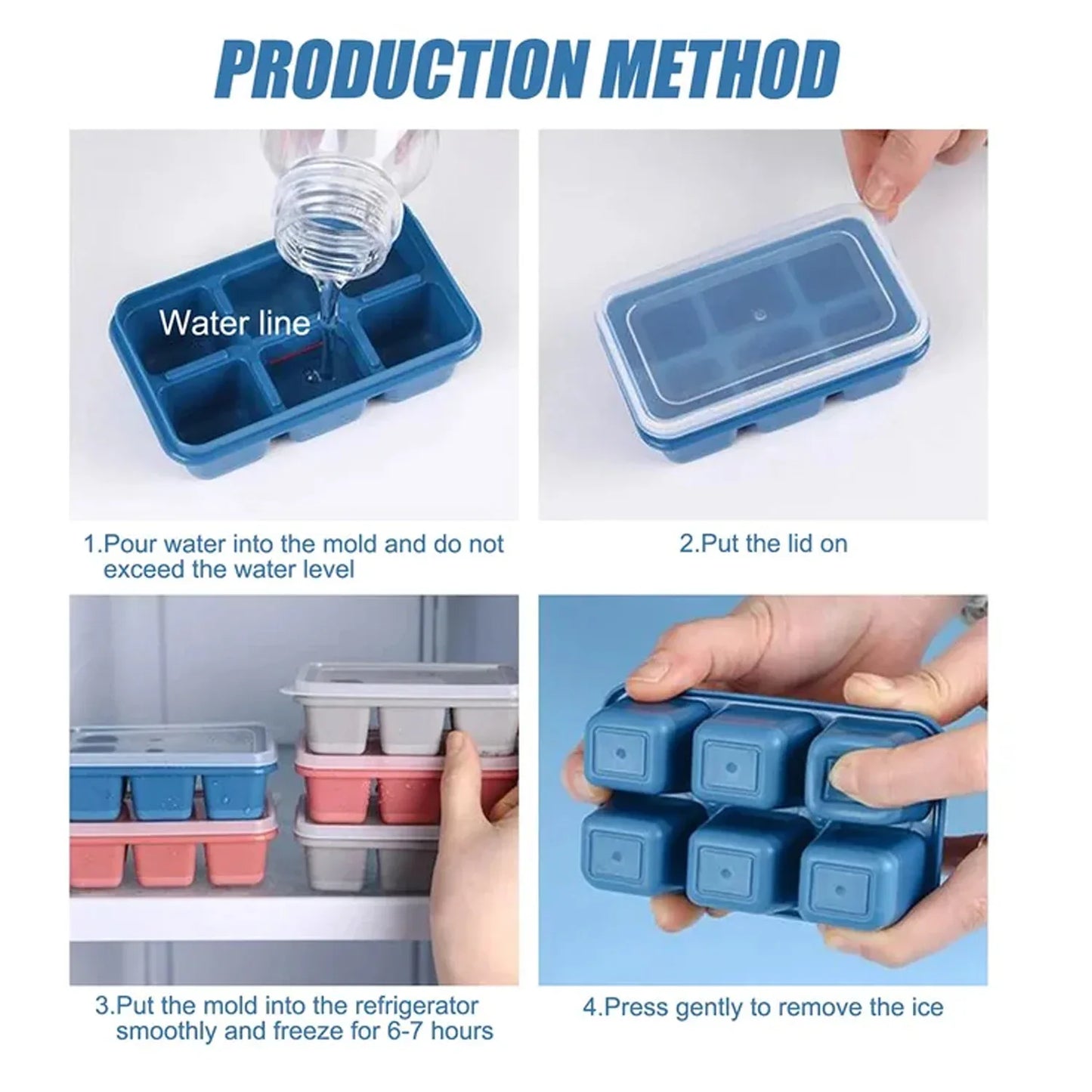 4750 6 Cavity Silicone Ice Tray Used In All Kinds Of Places Like Household Kitchens For Making Ice From Water And Various Things And All. - Zidbik