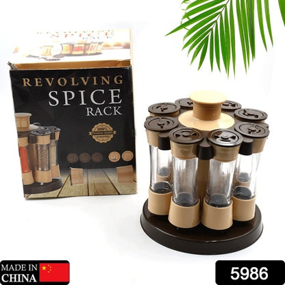 5986  360 Revolving Spice Rack For Kitchen And Dining Table 8 Spice Jars With 120 Ml Condiment Set Herb Seasoning Organizer - Zidbik