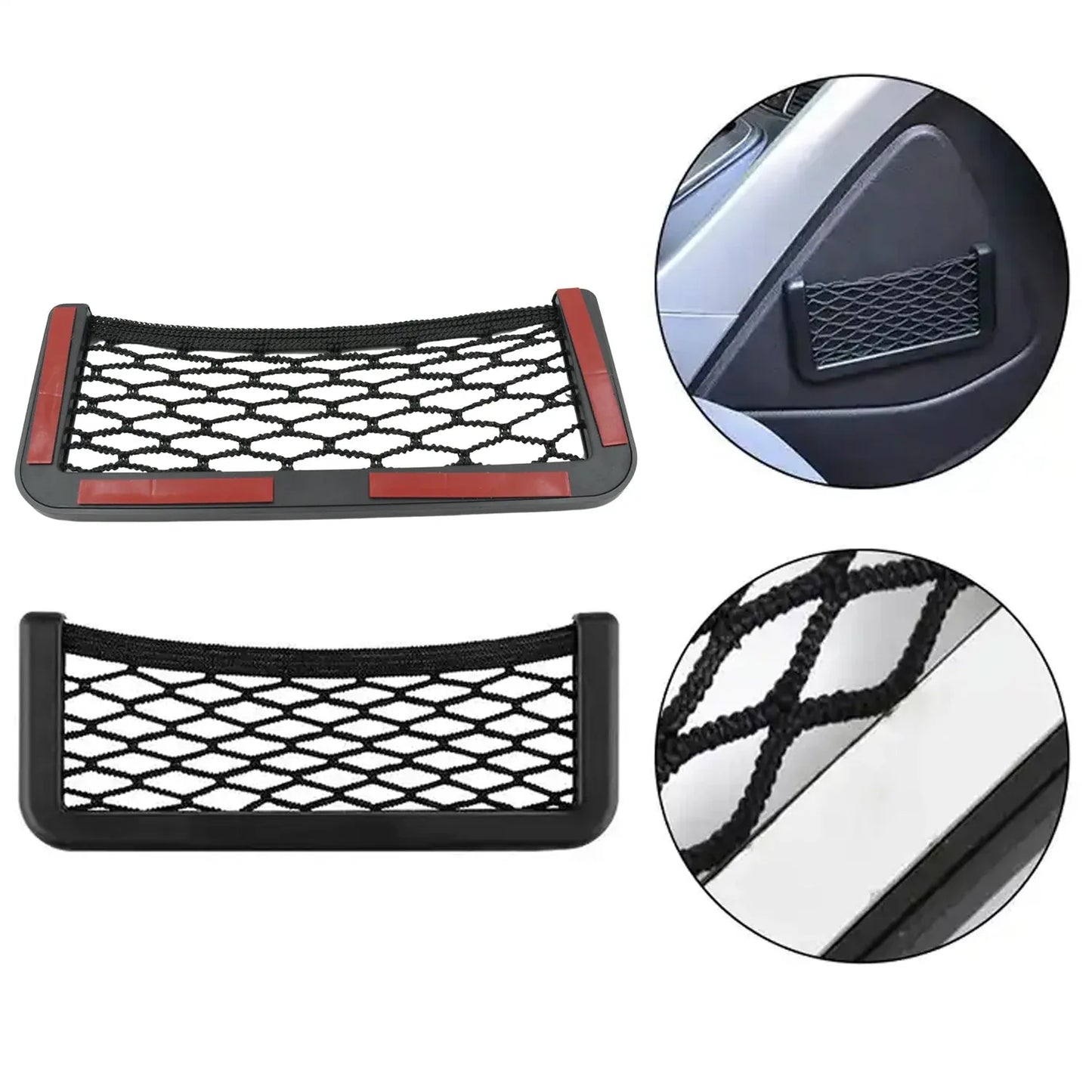Car Storage Organize Car String Bag Car Seat Side Storage Net Bag Mesh Pocket Organizer Stick-on For Purse Bag Phone - Zidbik