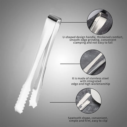 Stainless Steel Tong For Lifting Ice Cubes Sugar Cubes  Serving Tongs (13 Cm  1 Pc) - Zidbik