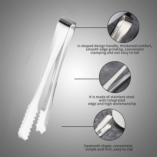 Stainless Steel Tong For Lifting Ice Cubes Sugar Cubes  Serving Tongs (13 Cm  1 Pc) - Zidbik