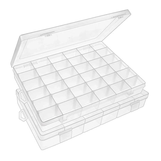 7673a 36 Grids Clear Plastic Organizer Jewelry Storage Box With Adjustable Dividers Transparent Organizer Box (1pc) - Zidbik