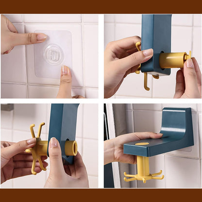 4605 360 Degree Rotating Self Adhesive Plastic Wall Hook Hanger Multifunctional Hanger With 6 Heavy Duty Claw Hooks - Zidbik
