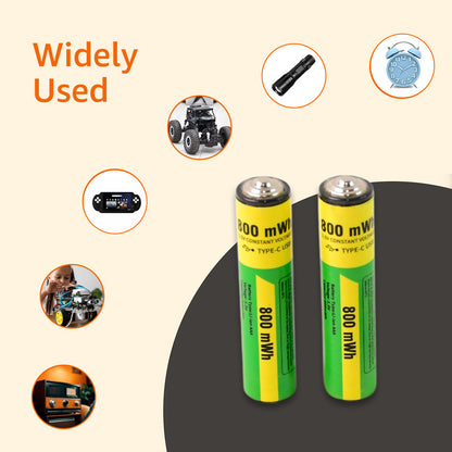 Aaa Rechargeable 800 Mwh Batteries With Recharging Cable (2 Pc Set) - Zidbik