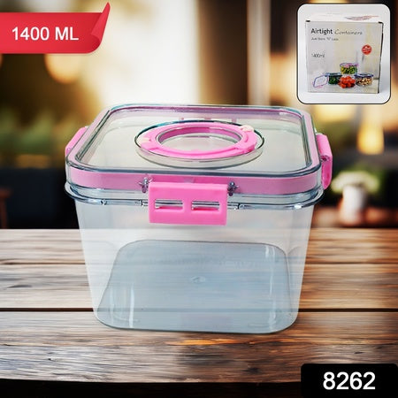 8262 High Quality Plastic Food Storage Container Clear Washable Refrigerator Food Box Food Container Fruit Box Container With Lid (1400 Ml) - Zidbik