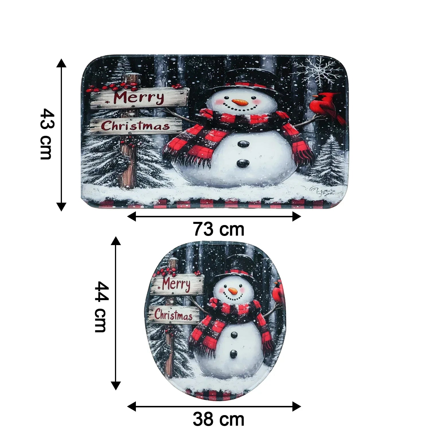 3 In 1 Christmas-themed Bathroom Mat - (1 Set) - Zidbik