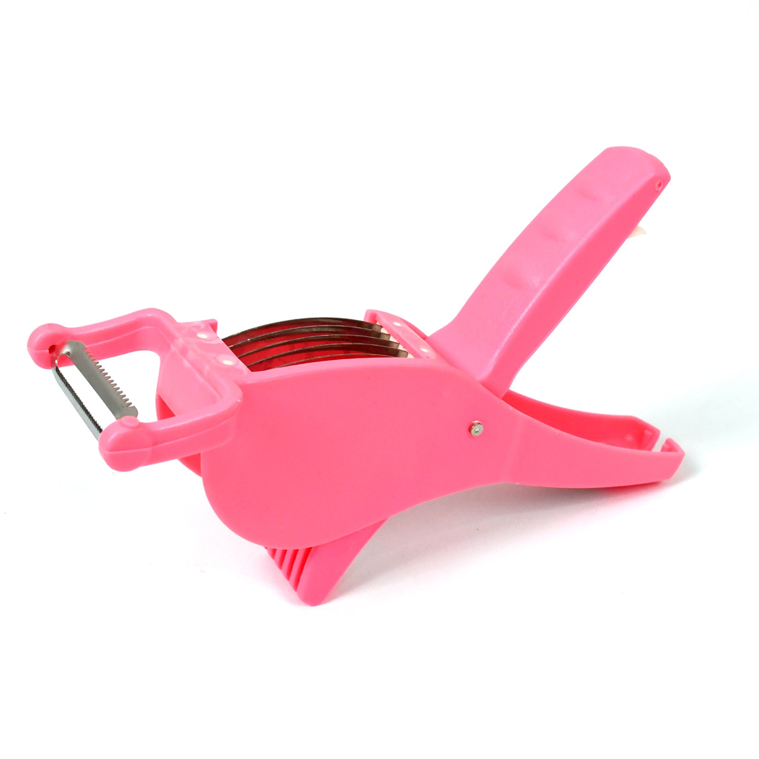 Plastic 2 In 1 Vegetable  Fruit Multi Cutter 5 Blade Vegetable Cutter With Peeler (1 Pc  Multicolor) - Zidbik