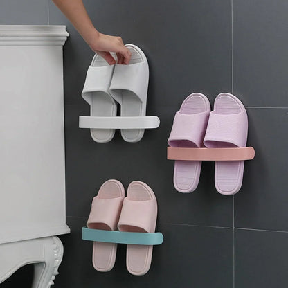 Bathroom Towel Slipper Hanging Rack Self Adhesive Wall Mounted (1 Pc) - Zidbik