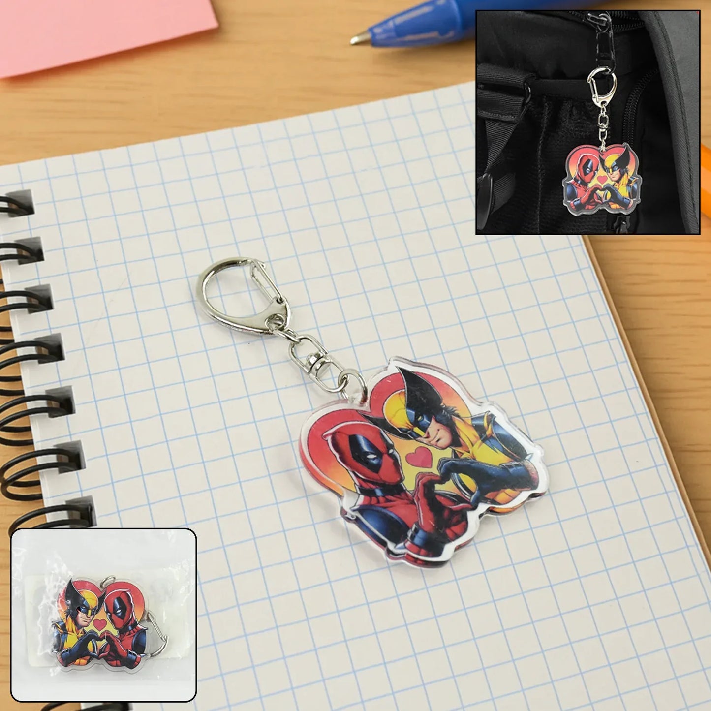 Stylish Acrylic Cartoon Character Keychain With Metal Clip (1 Pc) - Zidbik