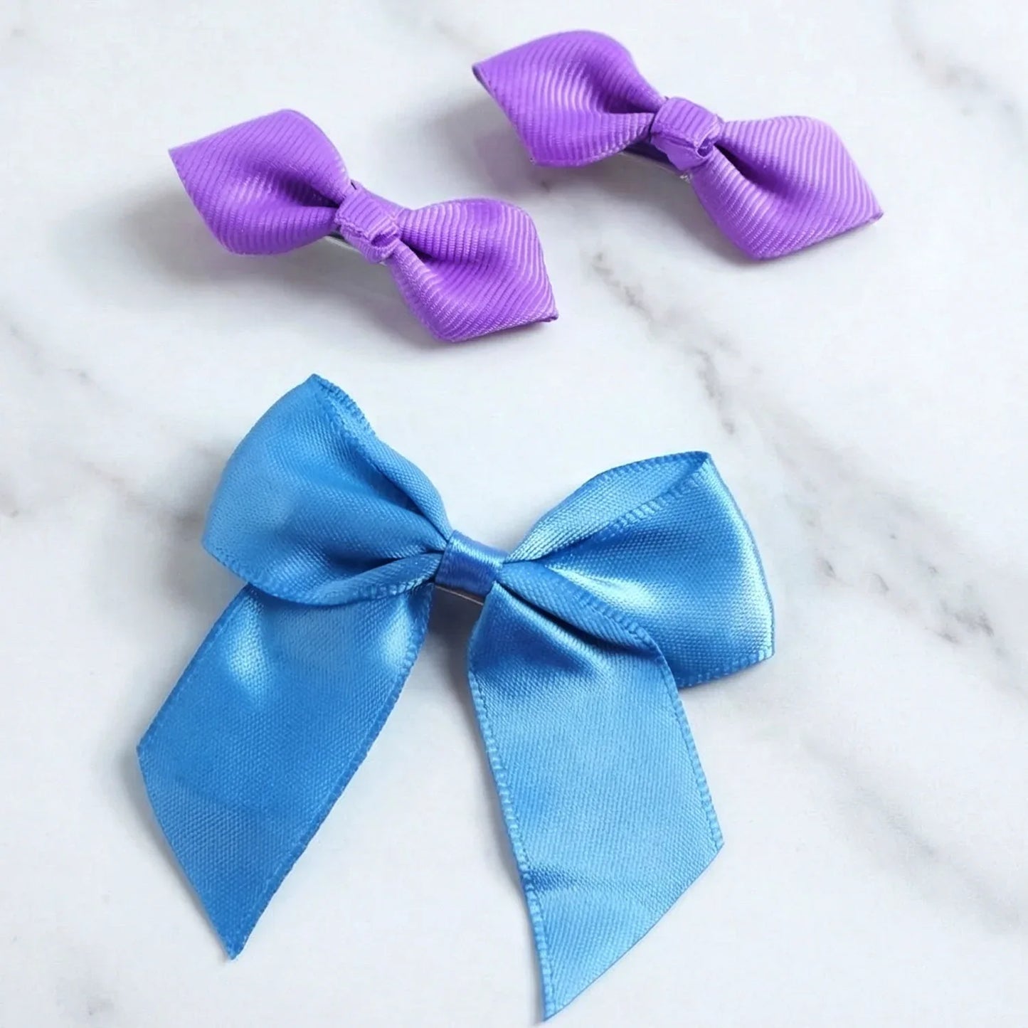Elegant Satin Ribbon Bow Hair Clips Set (3 Pc) - Zidbik
