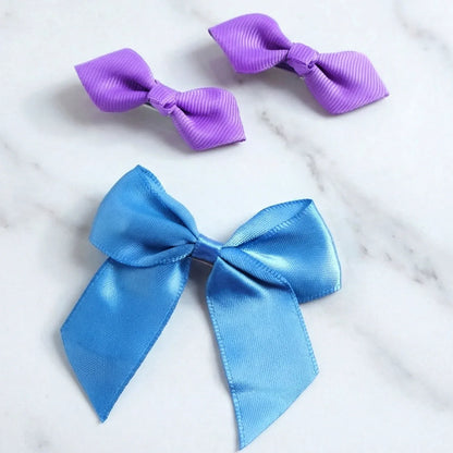 Elegant Satin Ribbon Bow Hair Clips Set (3 Pc) - Zidbik