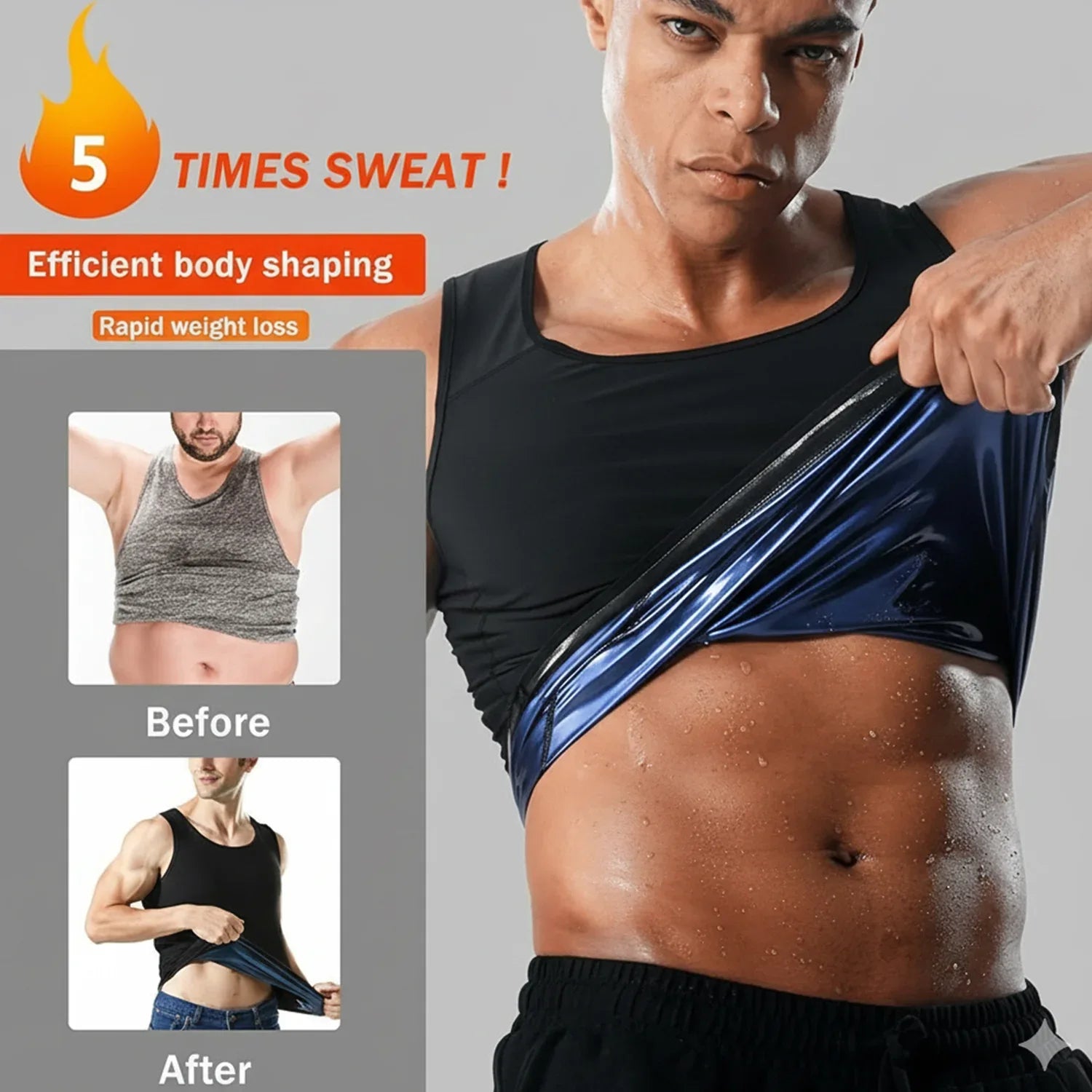 Mens Slim Fit Sweat Shaper Tank Top (Lxl 1 Pc) - Zidbik