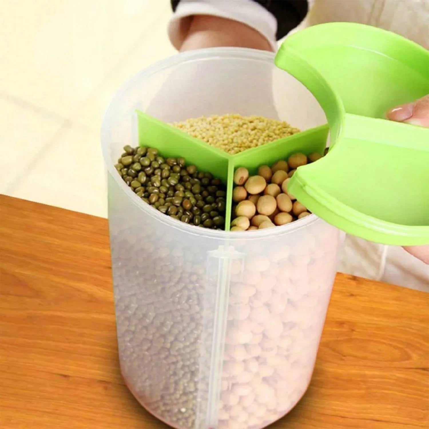 0618b 3 In 1 Transparent Air Tight Storage Dispenser Container (With Color Box) - Zidbik