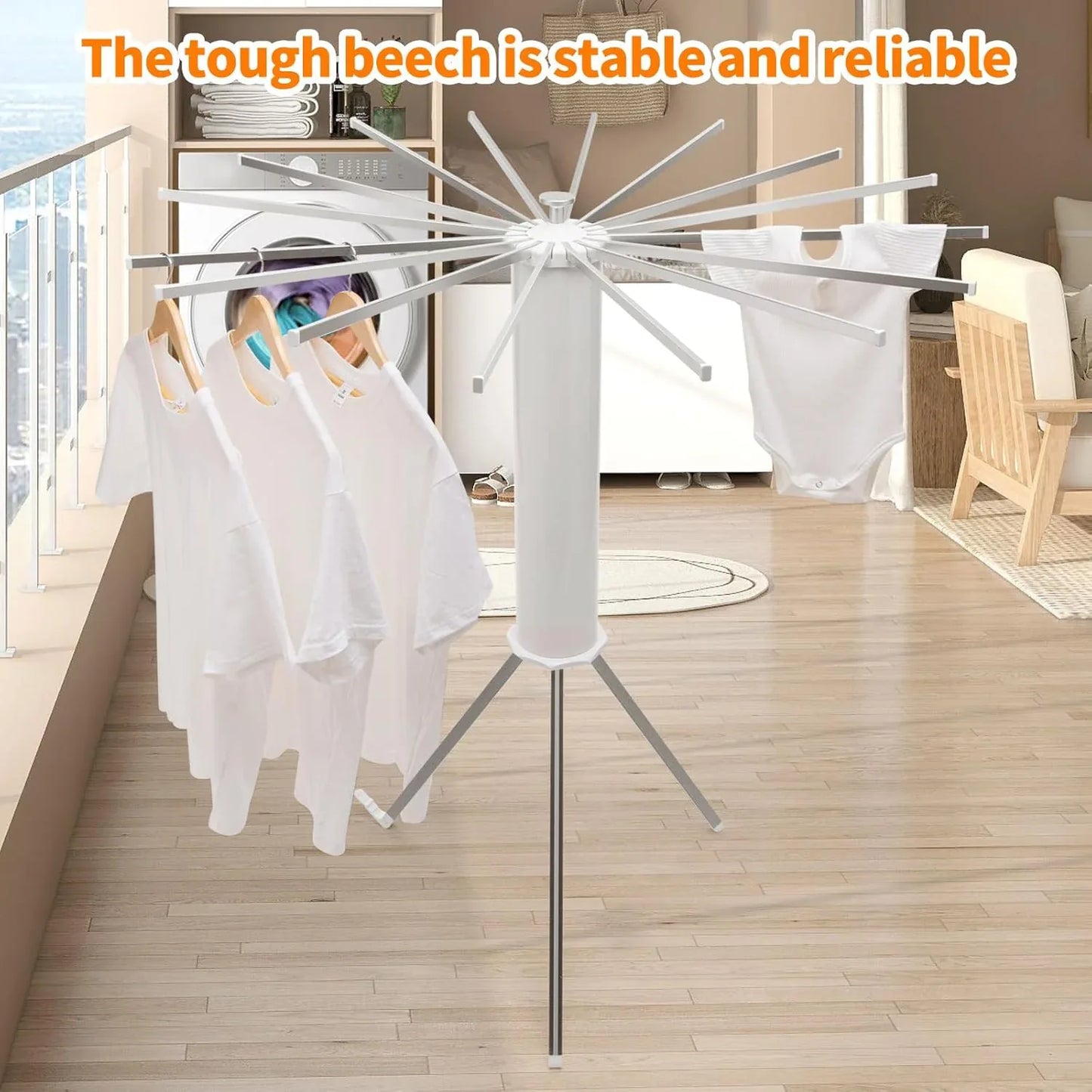 Foldable Rotary Clothes Drying Rack Stand (1 Pc) - Zidbik