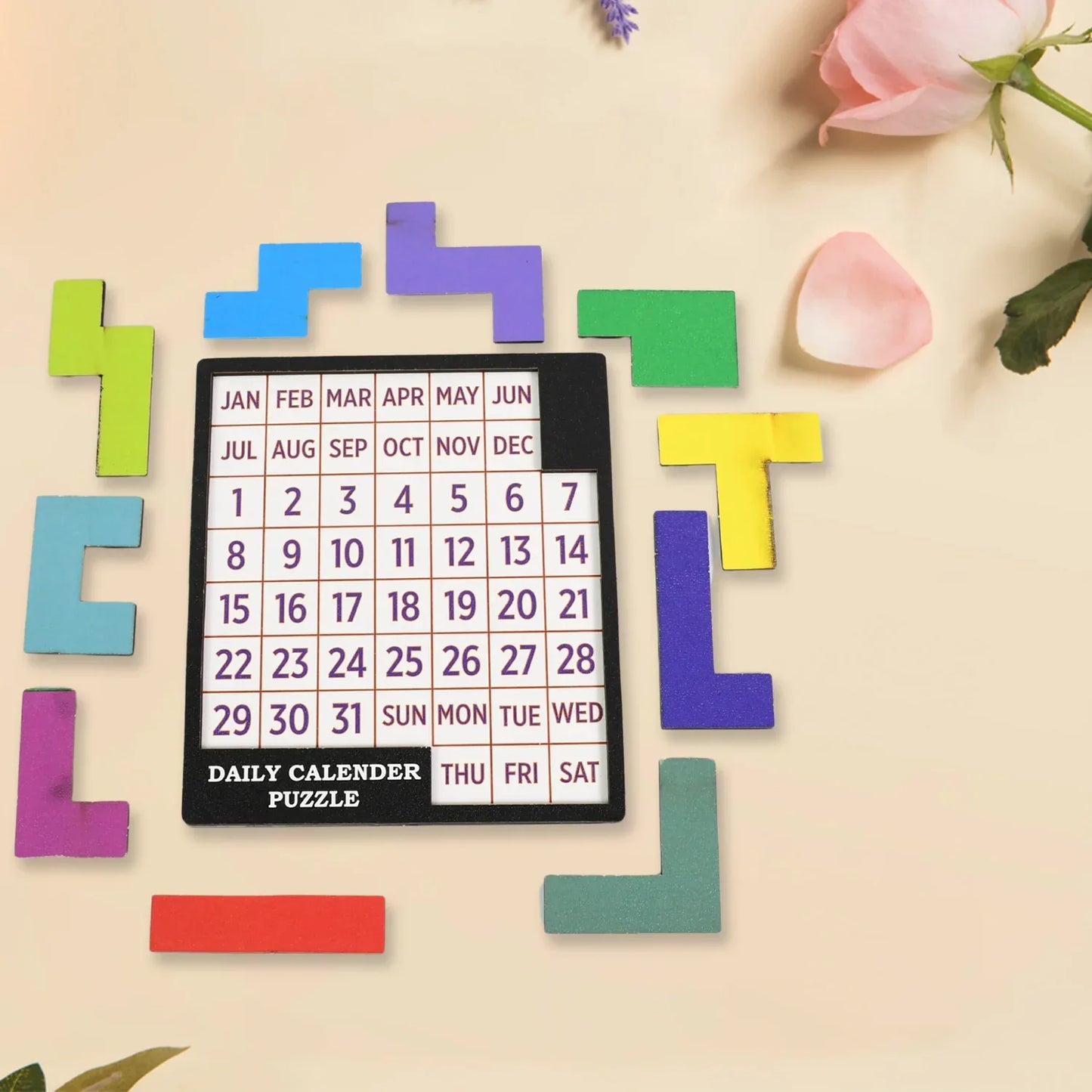 Wooden Daily Calendar Puzzle (Multicolor 1 Set) - Zidbik