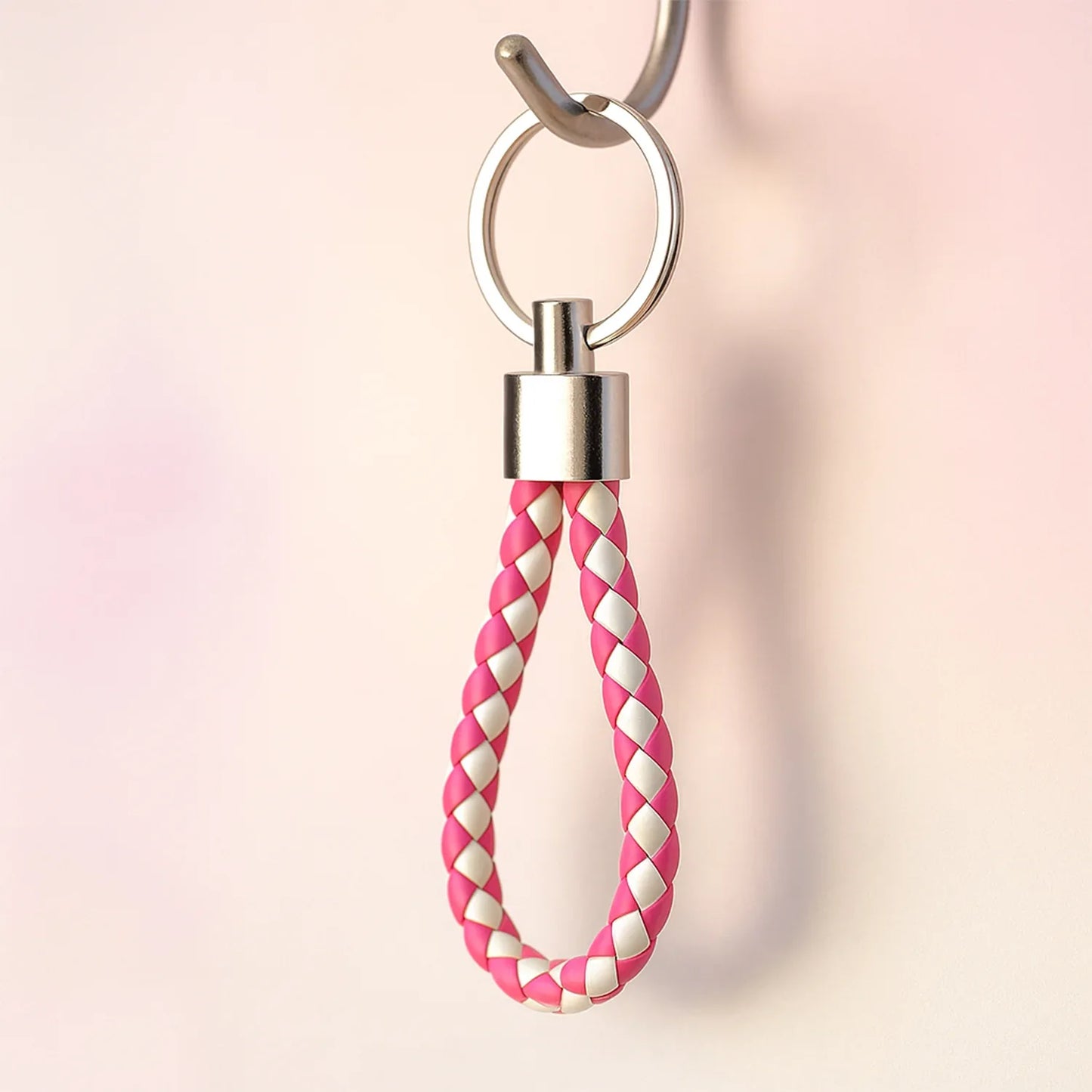 Leather Style Keychain With Metal Ring - (1 Pc) - Zidbik