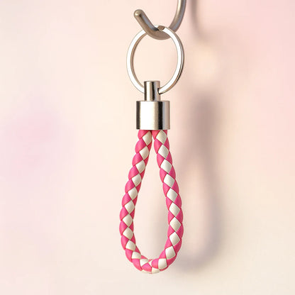 Leather Style Keychain With Metal Ring - (1 Pc) - Zidbik