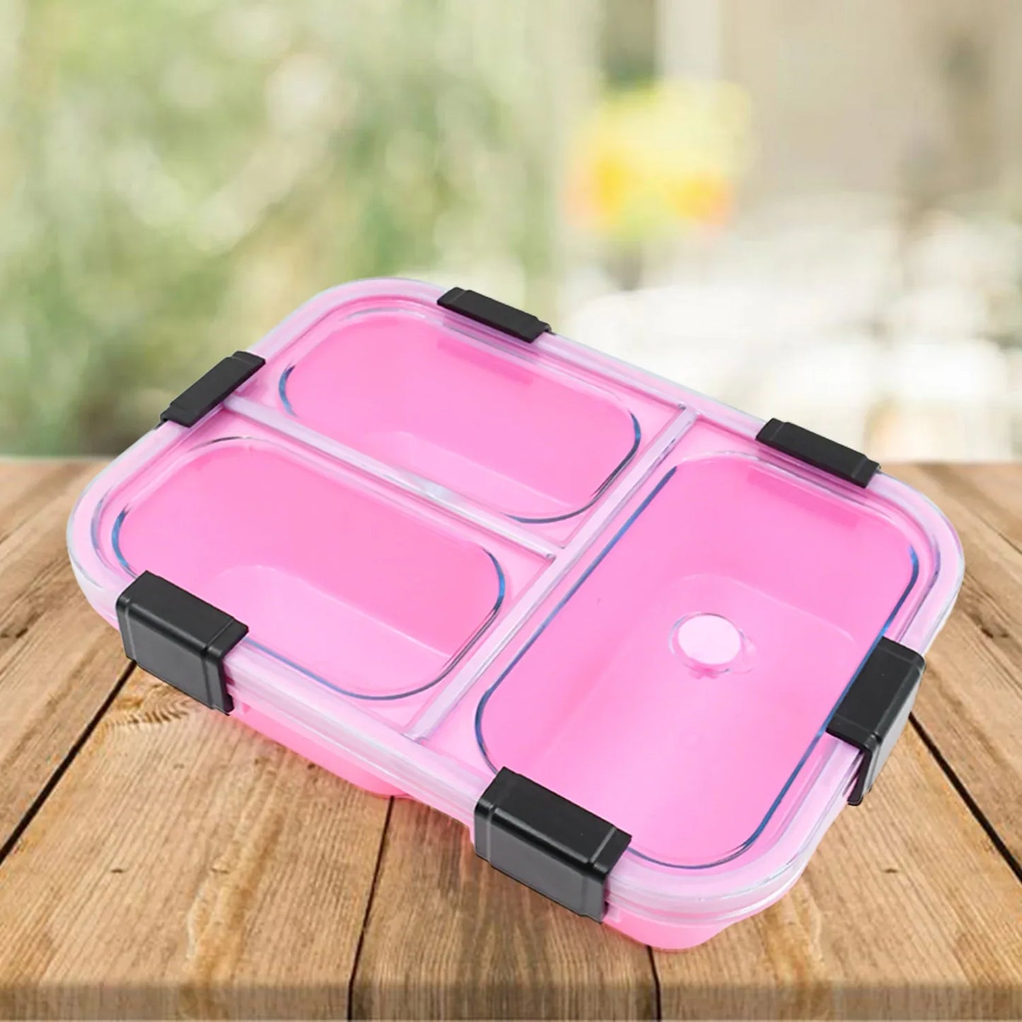 Plastic 3 Compartment Insulated Lunch Box Lunch Box (1 Pc) - Zidbik