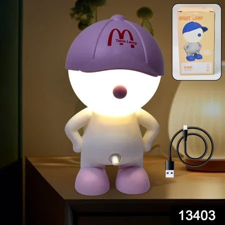 Cute Lovely Cartoon Design Led Desk Night Light With Plastic Head Cap (1 Pc) - Zidbik