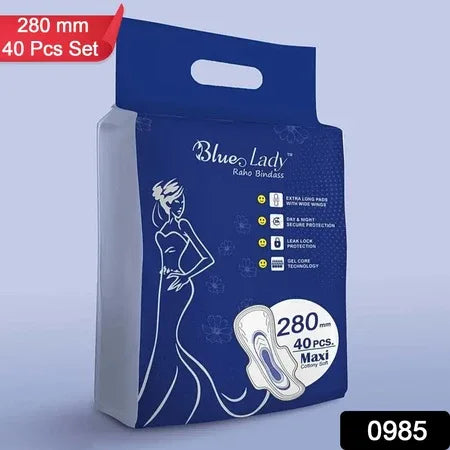 Blue Lady Extra Long Pads With Wides Wings Sanitary Pads 280 Mm 40-pack - Zidbik