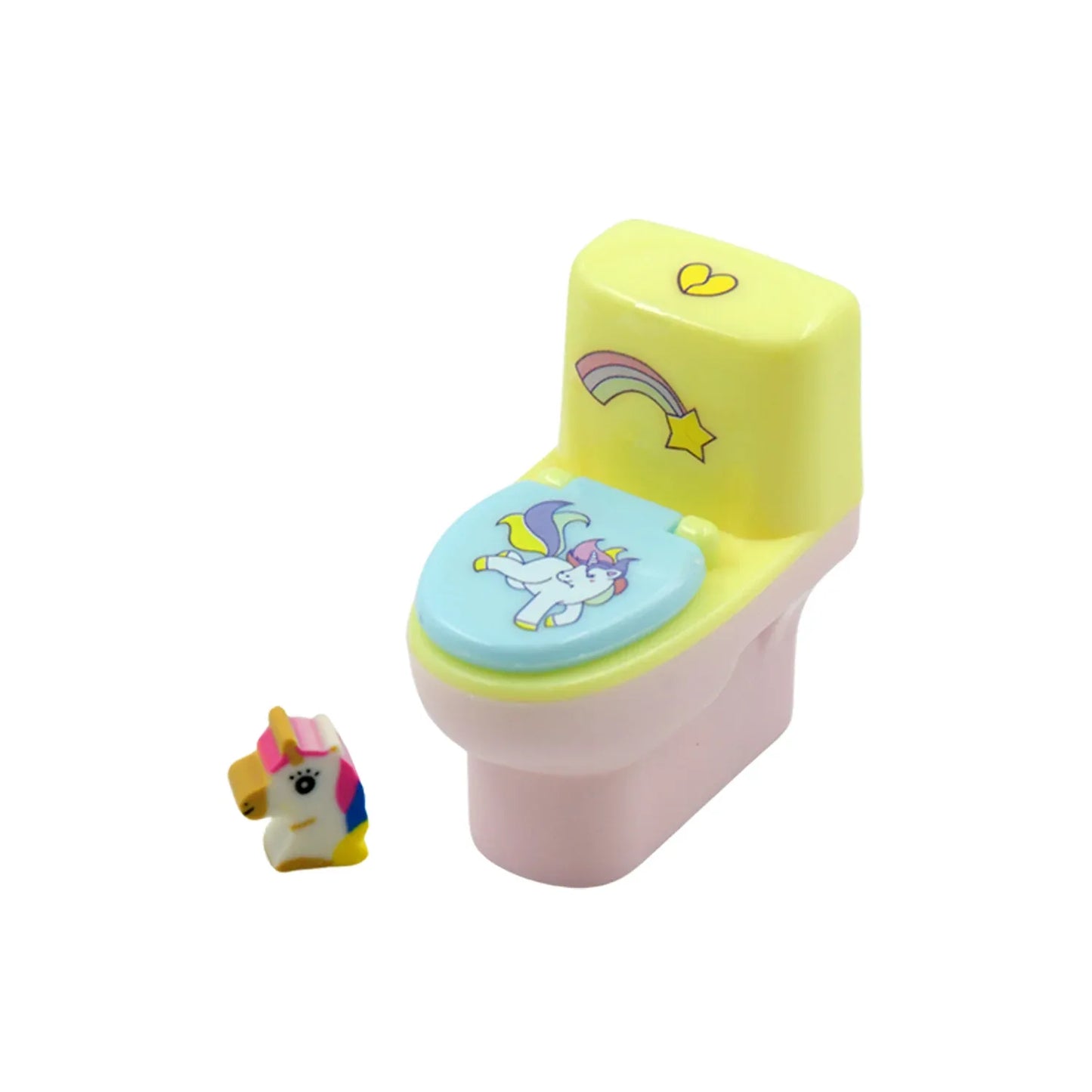 4556 Toilet Pencil Sharpener Plastic Pencil Sharpener Novelty Pencil Sharpener Cute Cartoon Stationery Gift Small Toilet Shaped Sharpener With Eraser Wheel For School Kids (2 Pc Set) - Zidbik