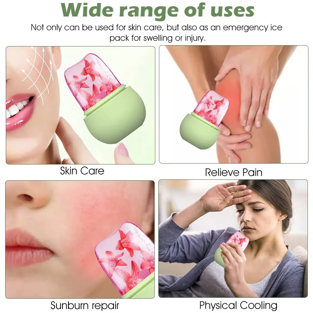 7234 Ice Roller For Face Massage Eye Anti-leak Silicone Ice Face Roller Ice Mould With Cleansing Brush Ice Facial Roller For Eliminate Edema Calm Skin Shrink Pore Women Skin Care - Zidbik