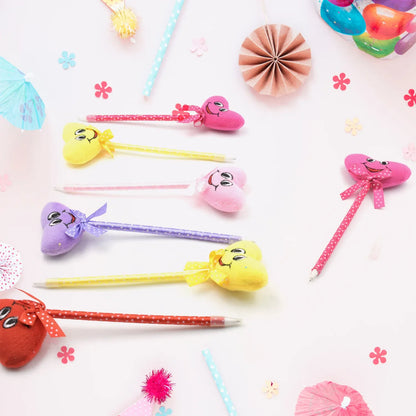 4292 Cute Cartoon Shape Heart Design Facy Writting Pen Attached Rattle Ball Pen Smooth Writing For Wedding Events Multiuse Pen Best Pen L Use For Kids (12 Pcs Set Mix Design Color) - Zidbik