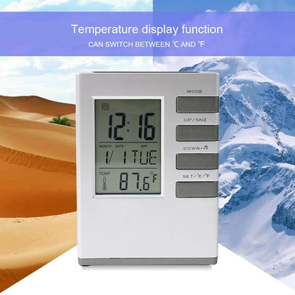 Multifunction Cube Digital Desk Clock With Pen Holder (1 Pc) - Zidbik