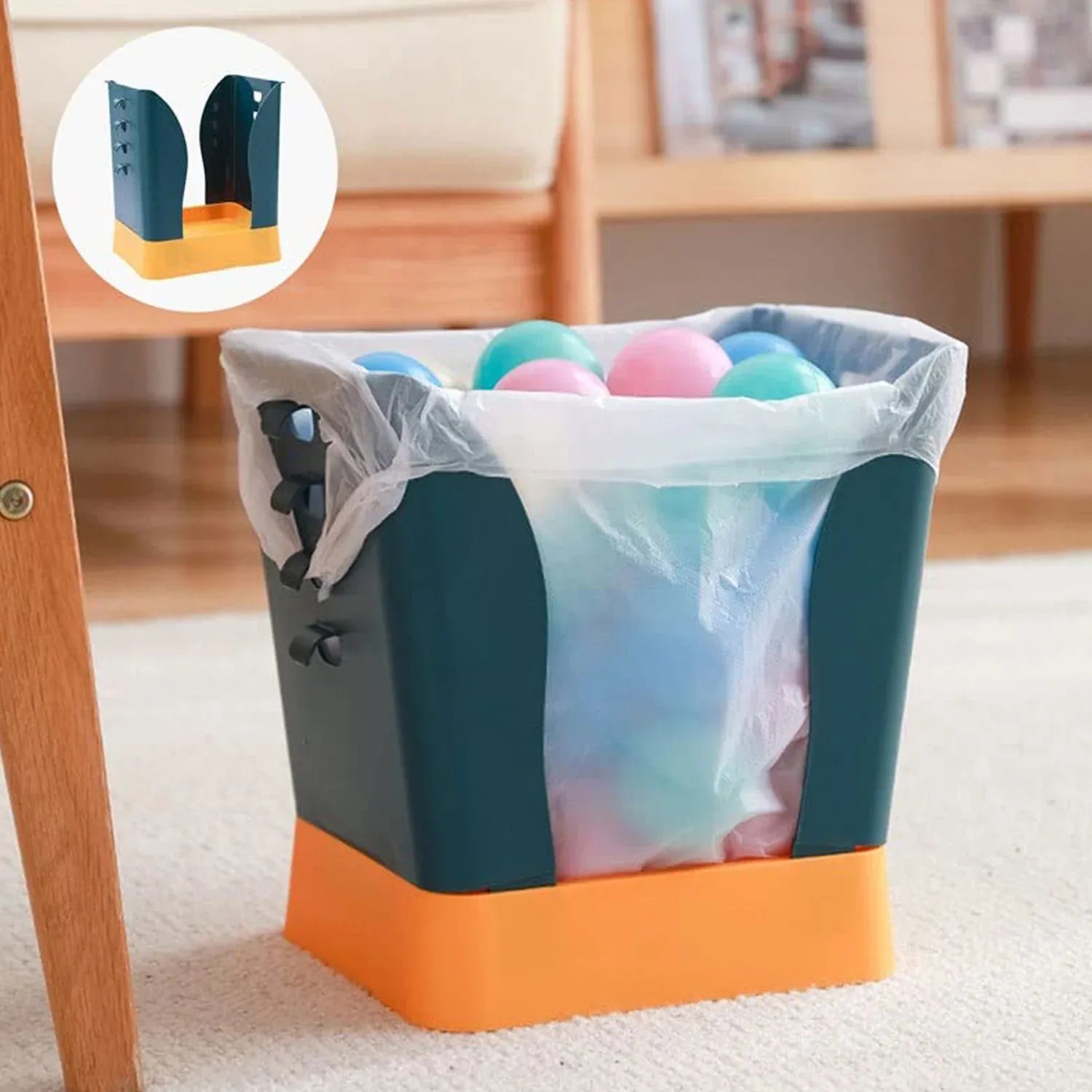 9451 Waste Bin Trash Can Waste Container Expandable Trash Can Plastic Trash Can Plastic Garbage Can Expandable Trash Bag Holder Large Capacity For Kitchen Bathroom Living Room Bedroom Outdoor (1 Pc) - Zidbik