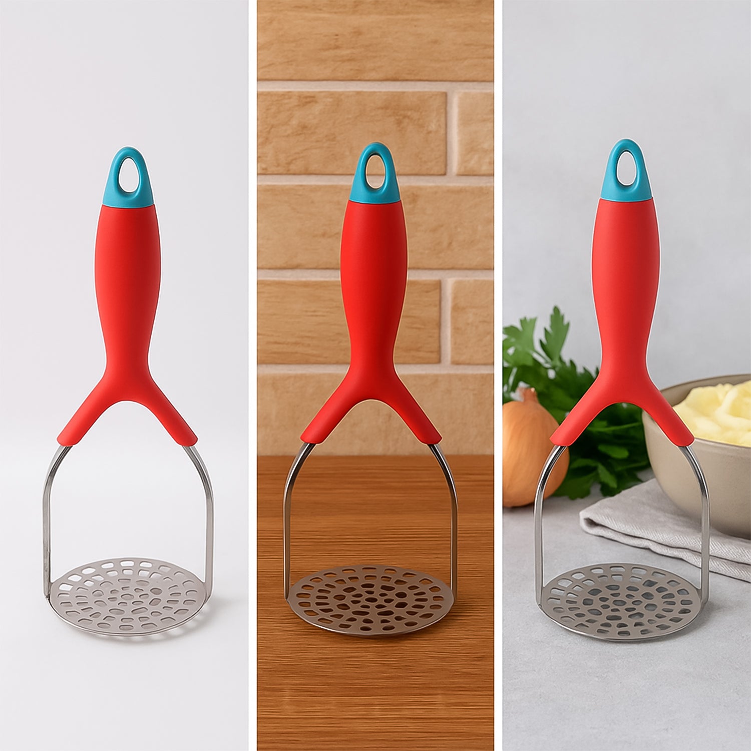 5493 Kitchen Food Masher Fruit Tool Masher Professional Masher Kitchen Tool Kitchen Masher With Comfortable Grip Heavy Duty Potato Masher Perfect For Bean Vegetable Fruits Masher (1 Pc) - Zidbik